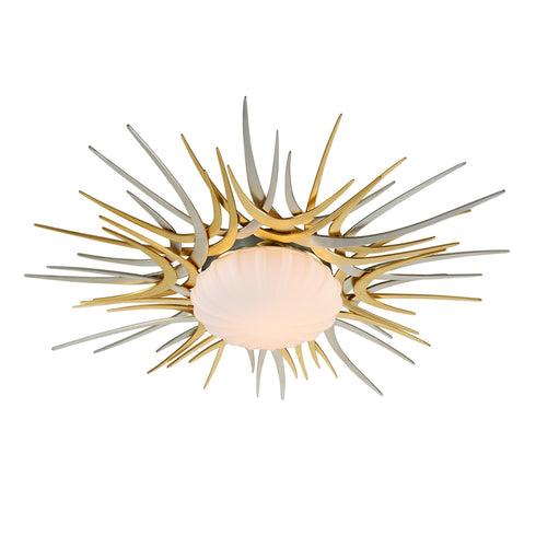 Corbett Helios Flush Mount in GOLD AND SILVER LEAF Finish Model: 224-32-GL/SL