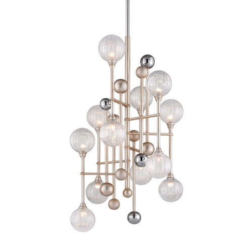 Corbett Majorette Chandelier in Silver Leaf W Polished Chrome Finish Model: 241-012-SL/PC