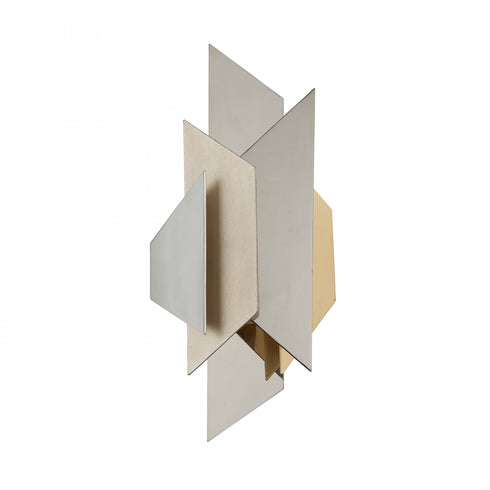 Corbett Modernist Wall Sconce in Polished Stainless W Silver/Gold Leaf Finish Model: 207-11-SS/WSL/GL