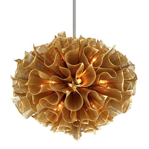 Corbett Pulse Chandelier in Gold Leaf Finish Model: 218-416-GL