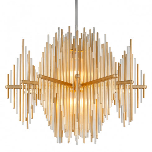 Corbett Theory Chandelier in Gold Leaf/Stainless Steel Finish Model: 238-43-GL/SS