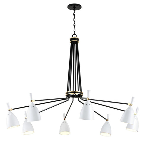 Corbett Utopia Chandelier in Black Brass Off White Shades Finish Model: 281-08