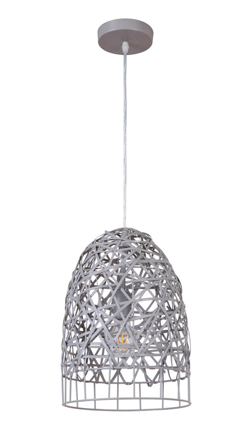 Craftmade 1 Light Mini Pendant With Woven Rattan Shade in Steel Grey Finish Model: P935STG1