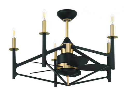 Craftmade 24 Inch The Reserve 32 Inch Flat Blac Satin Brass With Flat Black Blades in Flat Black / Satin Brass Finish Model: RSV32FBSB5