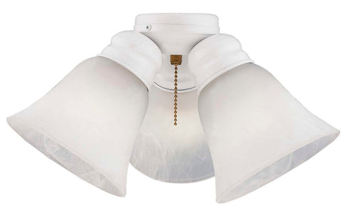 Craftmade 3 Light Fitter and Glass 3 Light Fan Light Kit in White Finish Model: LK3C635A-W