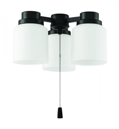 Craftmade 3 Light Fitter and Glass 3 Light White Glass 3 x 4 Watt LED Energy Star in Flat Black Finish Model: LK301102-FB-WG-LED
