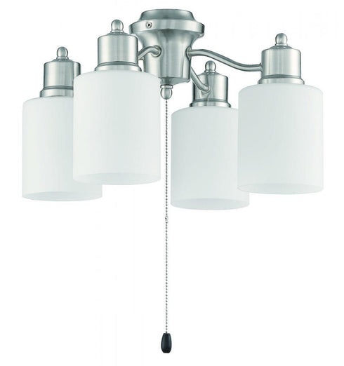 Craftmade 4 Light Fitter and Glass 4 Light White Glass 4 x 7.5 Watt LED Energy Star in Brushed Polished Nickel Finish Model: LK403107-BNK-WG-LED