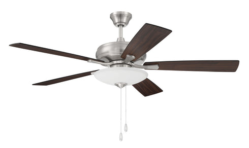 Craftmade 52 Inch Eos 3 Light Bowl in Brushed Polished Nickel With Driftwoo Walnut Blades Model: ECF111BNK5-DWWLN