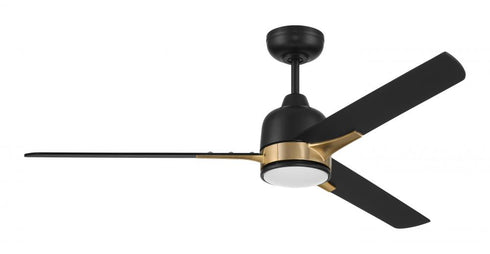 Craftmade 52 Inch Fuller in Flat Blac Satin Brass With Flat Black Blades in Flat Black / Satin Brass Finish Model: FUL52FBSB3
