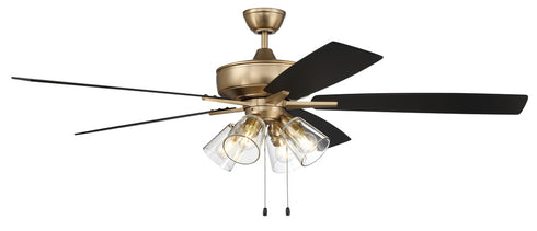 Craftmade 60 Inch Super Pro 104 Inch in Satin Brass With Black Walnu Flat Black Blades Model: S104SB5-60BWNFB