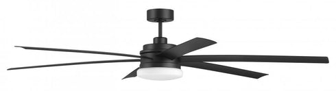 Craftmade 72 Inch Chilz Smart Ceiling Fan in Flat Black Integrated LED Light Kit Remote & WiFi Control Model: CLZ72FB6