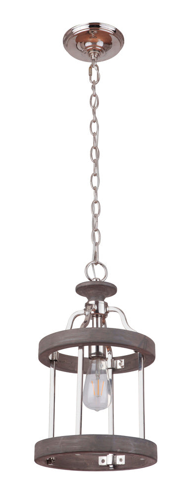 Craftmade Ashwood 1 Light Mini Pendant in Polished Nicke Greywood Finish Model: 36591-PLNGRW