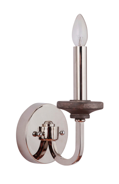 Craftmade Ashwood 1 Light Wall Sconce in Polished Nicke Greywood Finish Model: 36561-PLNGRW