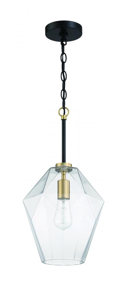 Craftmade Avante Grand 1 Light Pendant in Flat Blac Satin Brass in Flat Black / Satin Brass Finish Model: 56992-FBSB