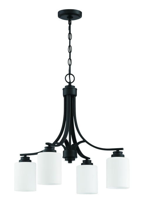 Craftmade Bolden 4 Light Chandelier in Brushed Polished Nickel (White Glass) Model: 50524-BNK-WG