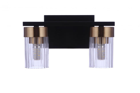 Craftmade Bond Street 2 Light Vanity in Flat Blac Satin Brass in Flat Black / Satin Brass Finish Model: 11811FBSB2
