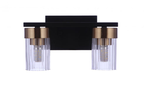 Craftmade Bond Street 2 Light Vanity in Flat Blac Satin Brass in Flat Black / Satin Brass Finish Model: 11811FBSB2