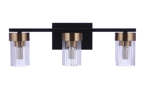Craftmade Bond Street 3 Light Vanity in Flat Blac Satin Brass in Flat Black Satin Brass Finish Model: 11819FBSB3