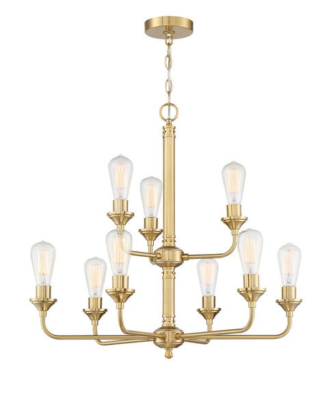Craftmade Bridgestone 9 Light Chandelier in Brushed Polished Nickel Finish Model: 53029-BNK