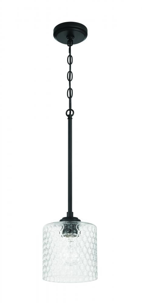 Craftmade Claire 1 Light Mini Pendant in Flat Black Model: 60591-FB