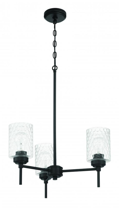 Craftmade Claire 3 Light Chandelier in Flat Black Model: 60523-FB