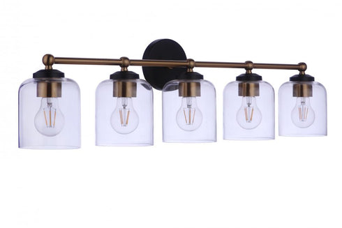 Craftmade Coppa 5 Light Vanity in Flat Blac Satin Brass in Flat Black / Satin Brass Finish Model: 18733FBSB5