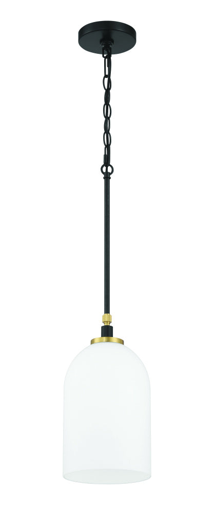 Craftmade Council 1 Light Pendant in Flat Blac Satin Brass Finish Model: 60391-FBSB