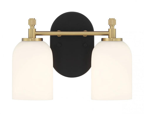 Craftmade Council 2 Light Vanity in Flat Blac Satin Brass in Flat Black / Satin Brass Finish Model: 60302-FBSB