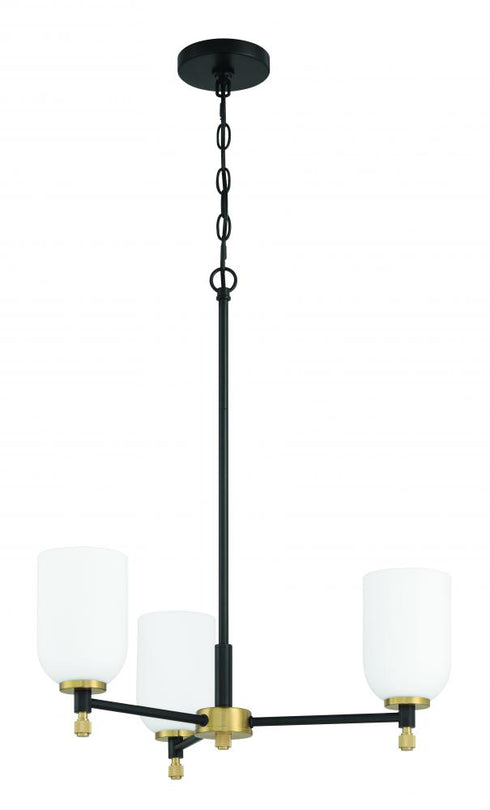 Craftmade Council 3 Light Chandelier in Flat Blac Satin Brass in Flat Black / Satin Brass Finish Model: 60323-FBSB
