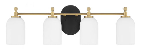 Craftmade Council 4 Light Vanity in Flat Blac Satin Brass in Flat Black / Satin Brass Finish Model: 60304-FBSB