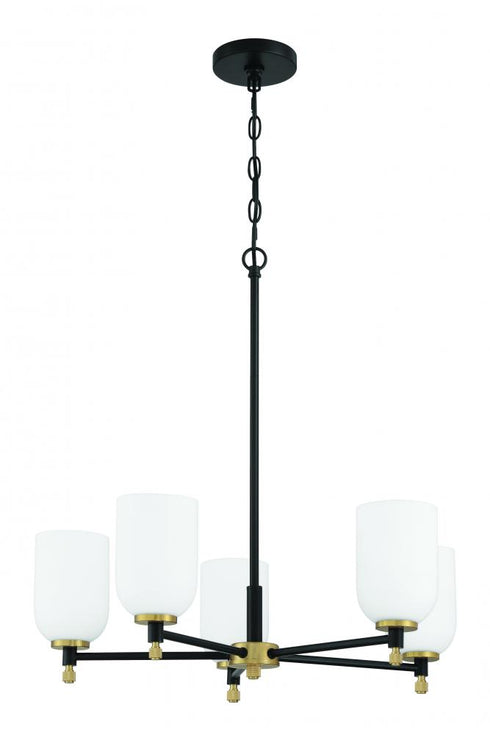 Craftmade Council 5 Light Chandelier in Flat Blac Satin Brass in Flat Black / Satin Brass Finish Model: 60325-FBSB