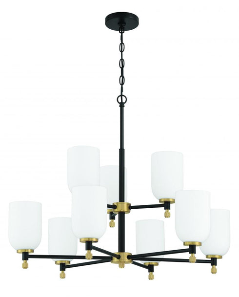 Craftmade Council 9 Light Chandelier in Flat Blac Satin Brass in Flat Black / Satin Brass Finish Model: 60329-FBSB