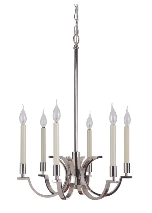 Craftmade Crescent 6 Light Chandelier in Polished Nickel Finish Model: 40426-PLN