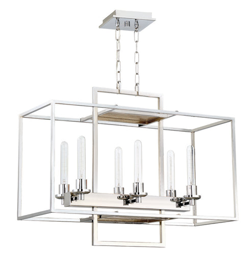 Craftmade Cubic 6 Light Linear Chandelier in Fired Stee Natural Wood Finish Model: 41526-FSNW