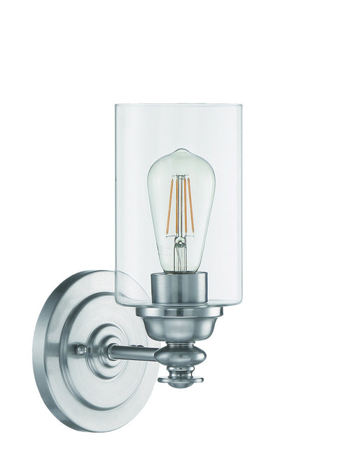 Craftmade Dardyn 1 Light Wall Sconce in Brushed Polished Nickel (Clear Glass) Model: 49801-BNK-C