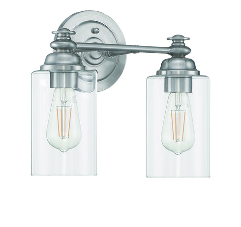 Craftmade Dardyn 2 Light Vanity in Brushed Polished Nickel (Clear Glass) Model: 49802-BNK-C