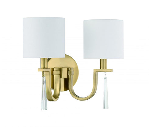 Craftmade Fortuna 2 Light Wall Sconce in Satin Brass Model: 58262-SB