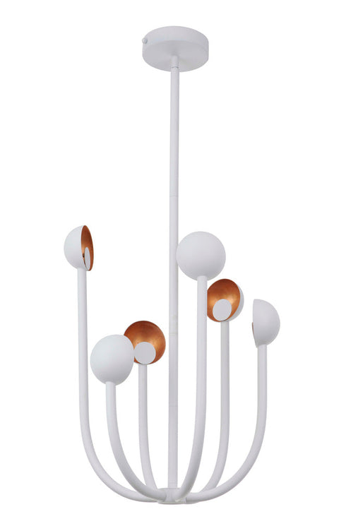 Craftmade Foundry 6 Light LED Chandelier in Matte Whit Gold Leaf Finish Model: 49226-MWWGL-LED