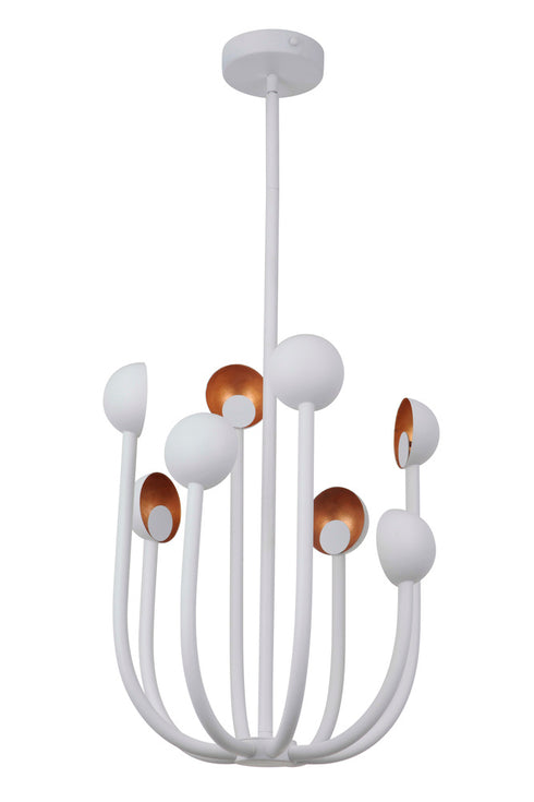 Craftmade Foundry 8 Light LED Chandelier in Matte Blac Gold Leaf Finish Model: 49228-MBKGL-LED