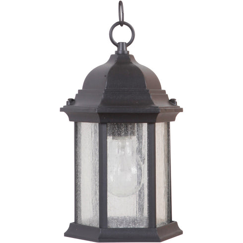 Craftmade Hex Style Cast 1 Light Outdoor Pendant in Textured Black (Clear Seeded Glass) Model: Z291-TB-CS