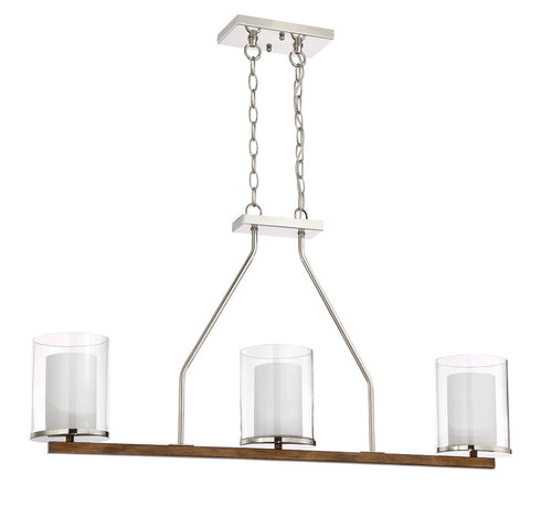 Craftmade Lark 3 Light Island in Polished Nicke Whiskey Barrel Finish Model: 46473-PLNWB