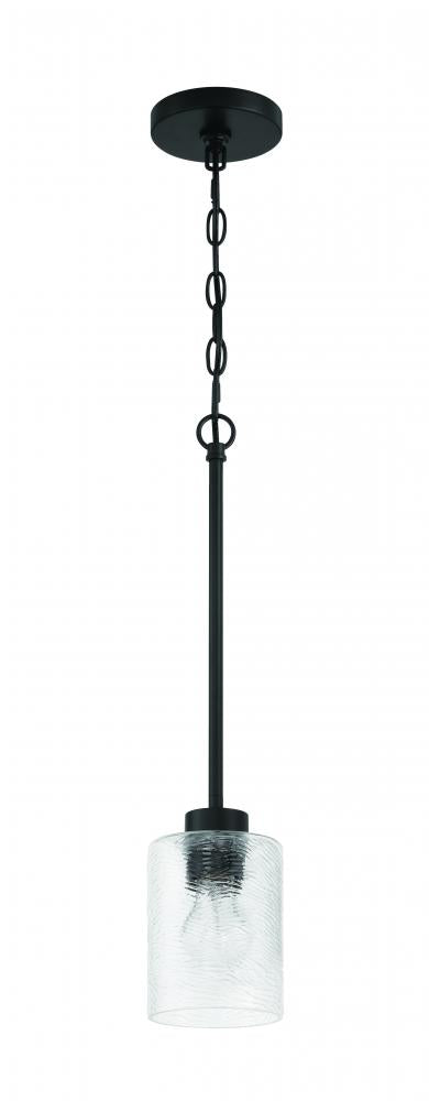 Craftmade Lyndsey 1 Light Mini Pendant in Flat Black Model: 60291-FB