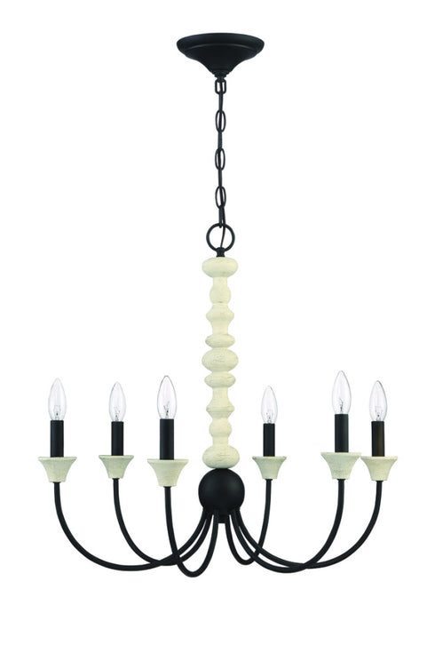 Craftmade Meadow Place 6 Light Chandelier in Cottage Whit Espresso in Cottage White Espresso Finish Model: 52626-CWESP