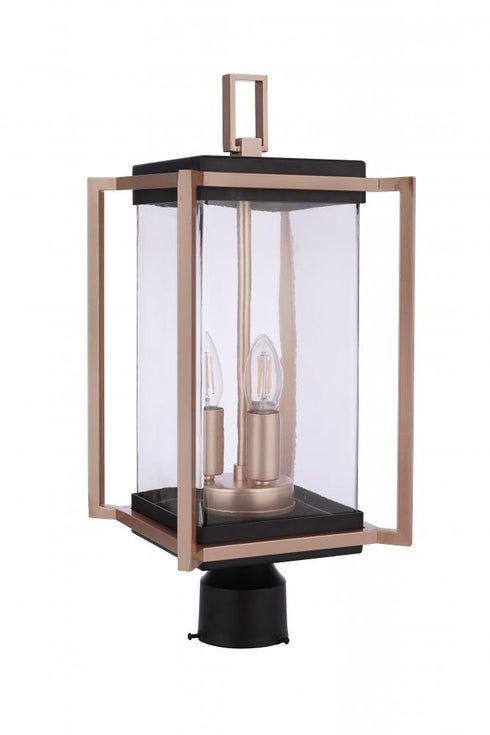 Craftmade Metalwork 3 Light Outdoor Post Mount in Midnigh Satin Brass in Midnight / Satin Brass Finish Model: ZA6515-MNSB