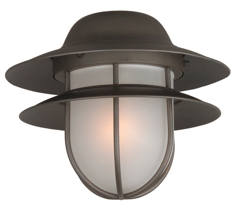 Craftmade Outdoor Light Kit 1 Light Tiered Bulkhead Frost Glass With 1x9w LED in Oiled Bronze Finish Model: OLK67-OB-LED