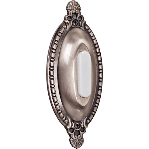 Craftmade Push Button-Surface Mount Surface Mount Oval Ornate LED Lighted Push Button in Antique Pewter Model: BSOO-AP