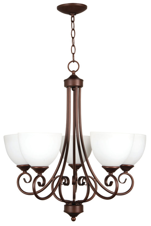 Craftmade Raleigh 5 Light Chandelier in Oiled Bronze Finish Model: 25325-OLB-WG