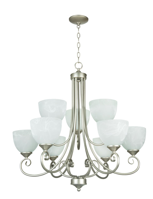 Craftmade Raleigh 9 Light Chandelier in Satin Nickel Finish Model: 25329-SN