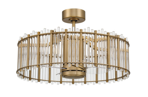 Craftmade Reveal Fandelier 24 Inch Reveal in Satin Brass With Clear Acrylic Blades Model: RVL28SB4