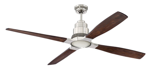 Craftmade Ricasso 60 Inch Ceiling Fan With LED Light Kit Blade Options in Brushed Polished Nickel Finish Model: RIC60BNK